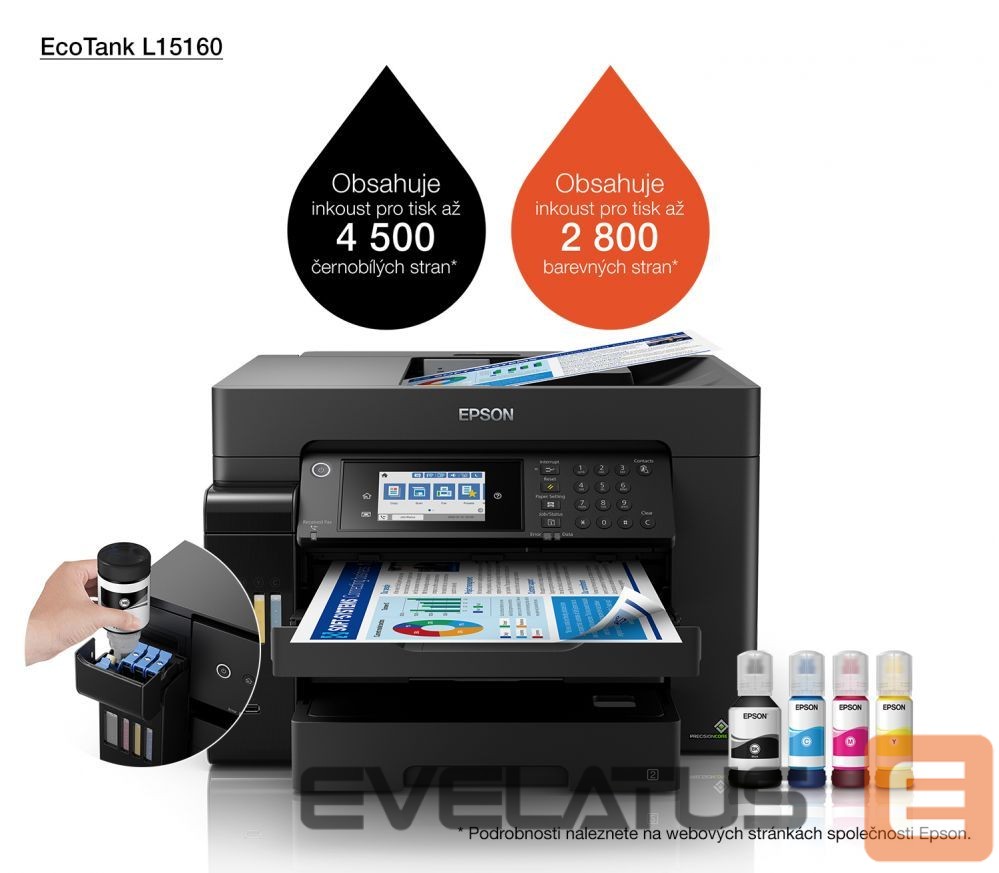Принтер EPSON EcoTank L15160 Colour, Inkjet, Multicunctional Printer, A3+, Wi-Fi, Black