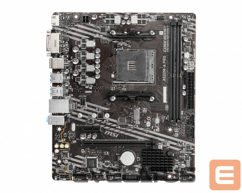 Материнская плата для процессоров Intel MSI A520M-A PRO Processor family AMD, Processor socket AM4, DDR4, Memory slots 2, Chipset AMD A, Micro ATX