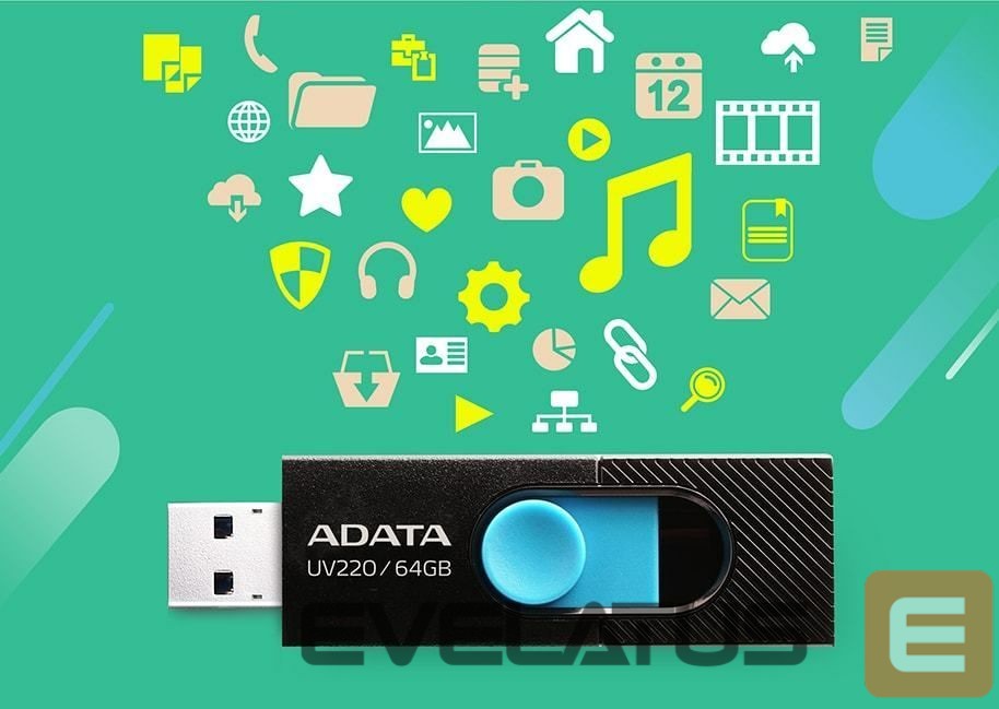 Флеш-накопитель ADATA UV220 64GB USB Flash Drive, Black/Blue
