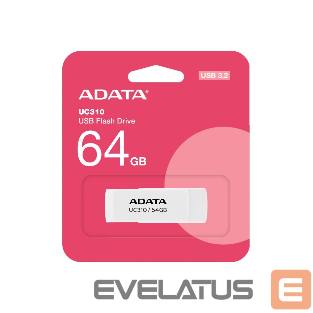 Флеш-накопитель ADATA UC310 64GB USB Flash Drive, White