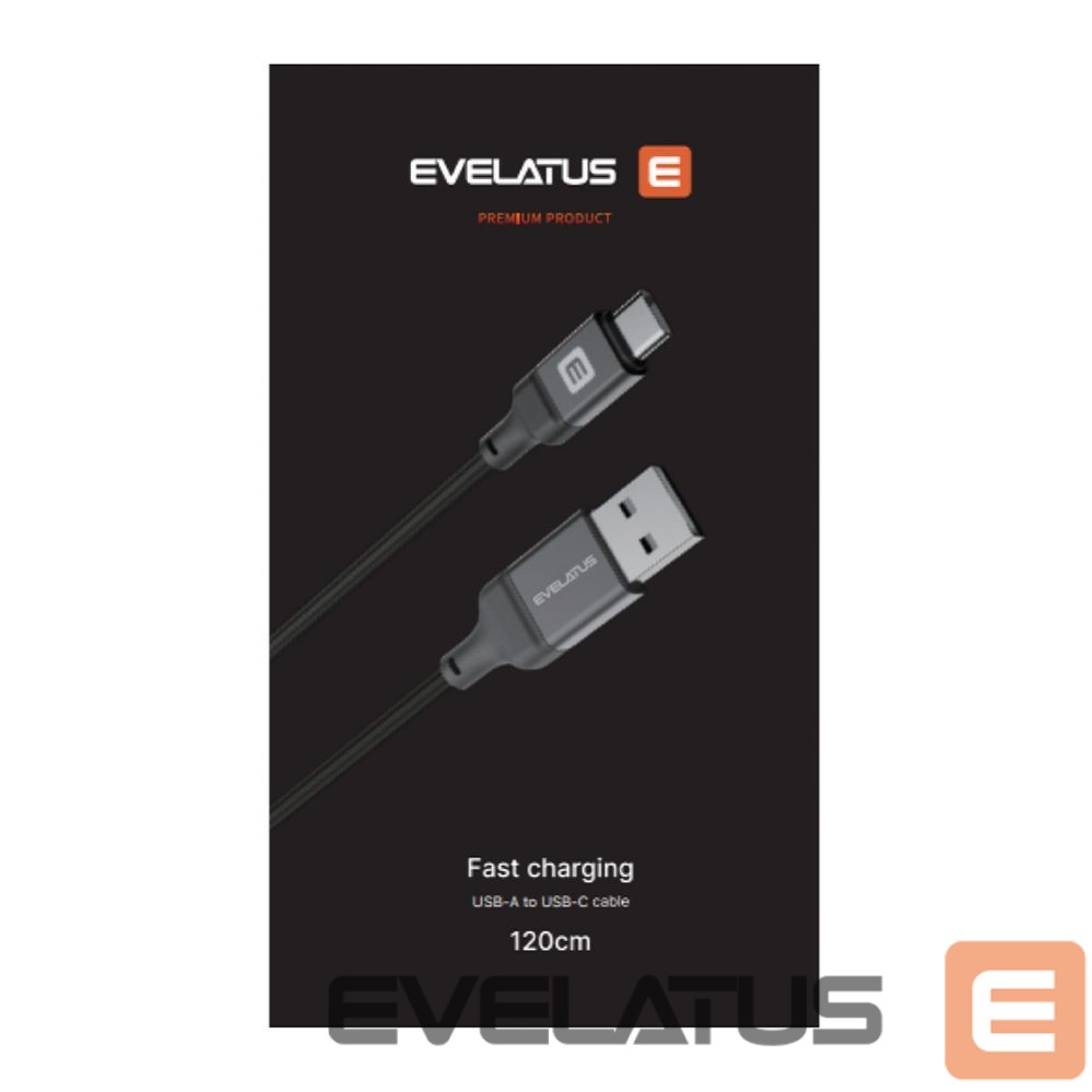 Кабель Evelatus Cable USB A to C, 1.2M Aluminum housing braiding Black