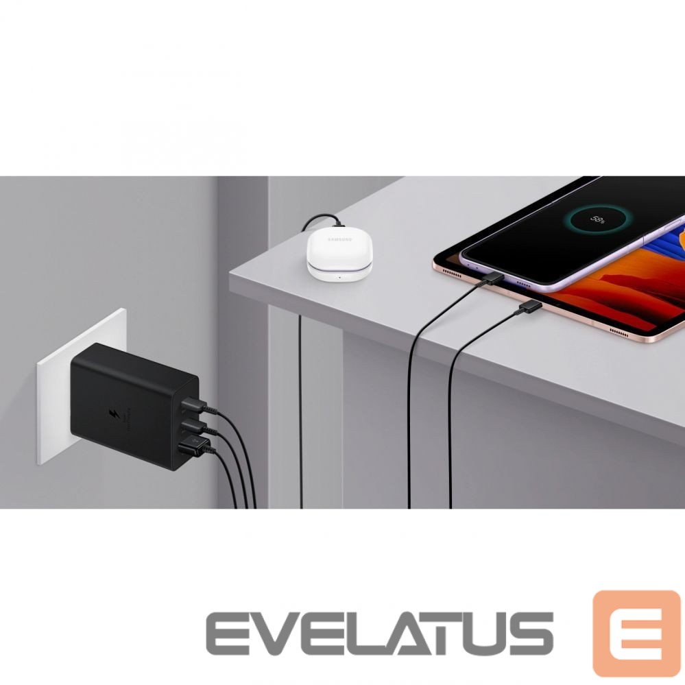 Адаптер Samsung Samsung charger 2x USB Type C / USB PPS, Power Delivery PD 65W, QC 3.0, AFC, FCP black (EP-T6530NBEGEU)