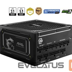 Блок питания MSI  Power Supply||MAG A1000GL PCIE5 II|ATX 3.1|1000 Watts|Efficiency 80 PLUS GOLD|PFC Active|MAGA1000GLPCIE5II 