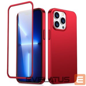 Чехол на заднюю панель Joyroom - Joyroom 360 Full Case front and back cover for iPhone 13 Pro Max + tempered glass screen protector red (JR-BP928 red) 