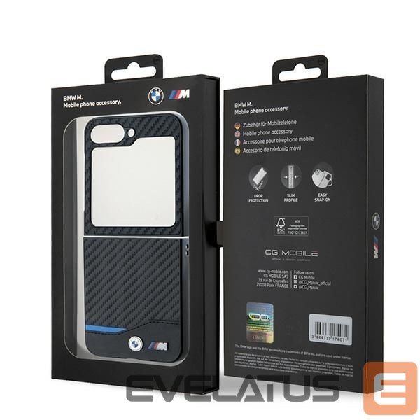 Чехол на заднюю панель BMW BMW Carbon Blue Line Case for Samsung Galaxy Z Flip 6 - Black
