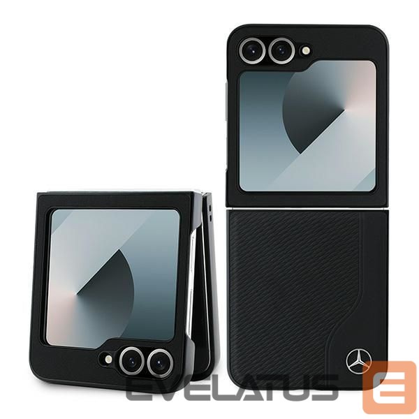 Чехол на заднюю панель Mercedes-Benz Mercedes Leather Wood Imitation MagSafe Case for Samsung Galaxy Z Flip 6 - Black