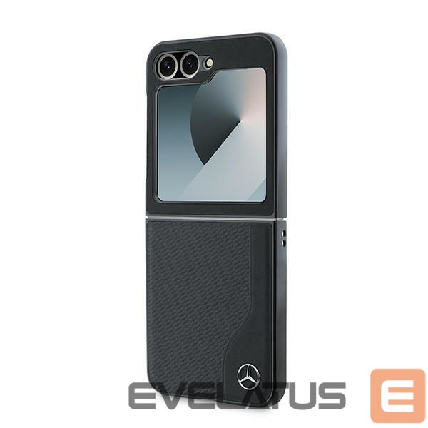 Чехол на заднюю панель Mercedes-Benz Mercedes Leather Wood Imitation MagSafe Case for Samsung Galaxy Z Flip 6 - Black