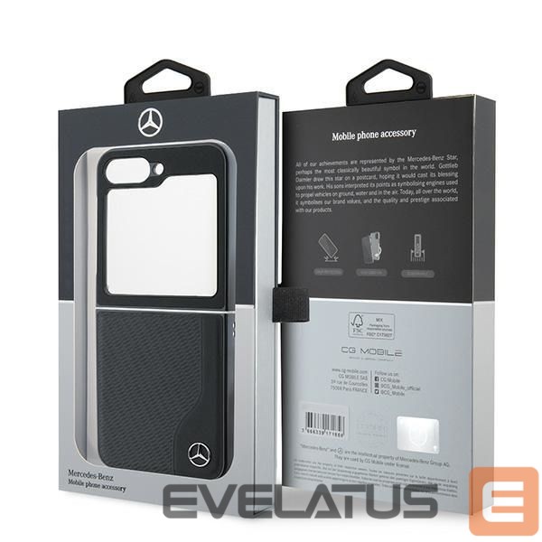 Чехол на заднюю панель Mercedes-Benz Mercedes Leather Wood Imitation MagSafe Case for Samsung Galaxy Z Flip 6 - Black