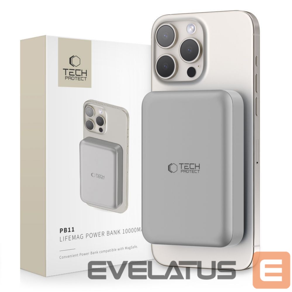 Другой аксессуар для телефона Tech-Protect Powerbank Tech-Protect PB11 LifeMag MagSafe 10000 mAh - titanium