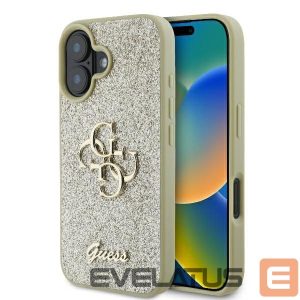 Чехол на заднюю панель Guess  Guess Fixed Glitter Big 4G Case for iPhone 16 Plus - Gold