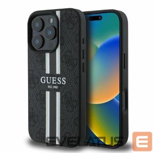 Чехол на заднюю панель Guess  Guess 4G Printed Stripes MagSafe case for iPhone 16 Pro - black