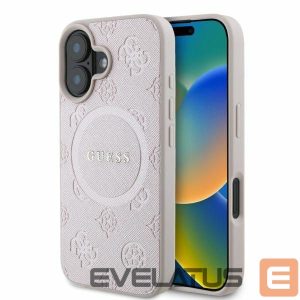 Чехол на заднюю панель Guess  Guess Saffiano Peony Classic Logo MagSafe iPhone 16 Case - Pink