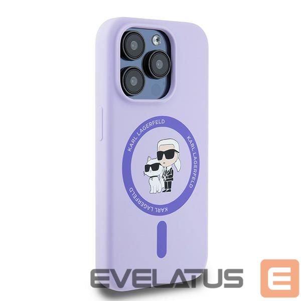 Чехол на заднюю панель Karl Lagerfeld Karl Lagerfeld Silicone Karl&Choupette Heads Ring MagSafe Case for iPhone 15 Pro - Purple