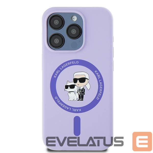 Чехол на заднюю панель Karl Lagerfeld Karl Lagerfeld Silicone Karl&Choupette Heads Ring MagSafe Case for iPhone 15 Pro - Purple
