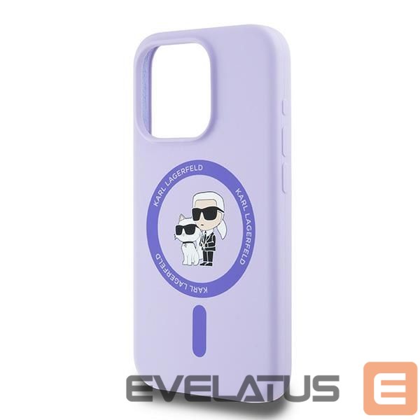 Чехол на заднюю панель Karl Lagerfeld Karl Lagerfeld Silicone Karl&Choupette Heads Ring MagSafe Case for iPhone 15 Pro - Purple