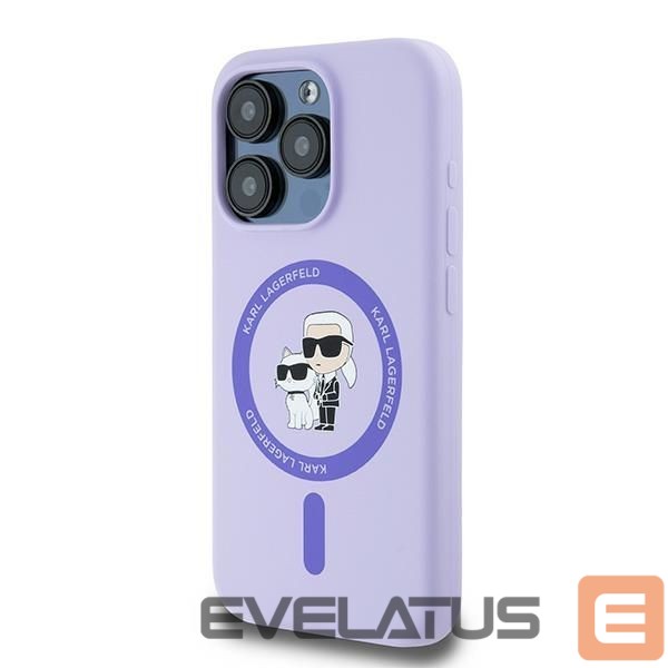 Чехол на заднюю панель Karl Lagerfeld Karl Lagerfeld Silicone Karl&Choupette Heads Ring MagSafe Case for iPhone 15 Pro - Purple