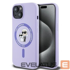 Чехол на заднюю панель Karl Lagerfeld  Karl Lagerfeld Silicone Karl&Choupette Heads Ring MagSafe iPhone 15 Case - Purple 