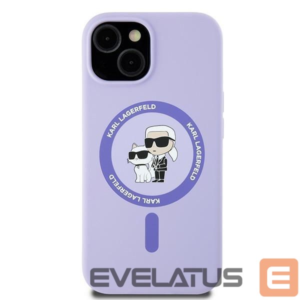 Чехол на заднюю панель Karl Lagerfeld Karl Lagerfeld Silicone Karl&Choupette Heads Ring MagSafe iPhone 15 Case - Purple