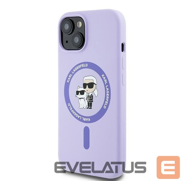 Чехол на заднюю панель Karl Lagerfeld Karl Lagerfeld Silicone Karl&Choupette Heads Ring MagSafe iPhone 15 Case - Purple