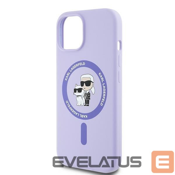 Чехол на заднюю панель Karl Lagerfeld Karl Lagerfeld Silicone Karl&Choupette Heads Ring MagSafe iPhone 15 Case - Purple