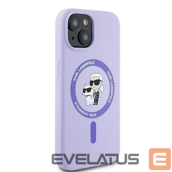 Чехол на заднюю панель Karl Lagerfeld Karl Lagerfeld Silicone Karl&Choupette Heads Ring MagSafe iPhone 15 Case - Purple