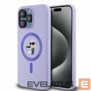 Чехол на заднюю панель Karl Lagerfeld  Karl Lagerfeld Silicone Karl&Choupette Heads Ring MagSafe Case for iPhone 15 Pro Max - Purple 