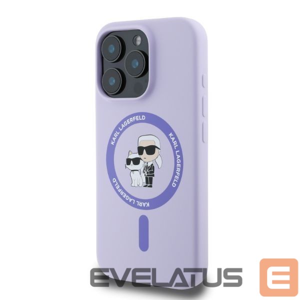 Чехол на заднюю панель Karl Lagerfeld Karl Lagerfeld Silicone Karl&Choupette Heads Ring MagSafe Case for iPhone 16 Pro - Purple