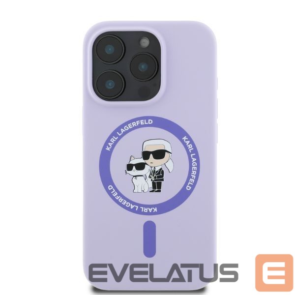 Чехол на заднюю панель Karl Lagerfeld Karl Lagerfeld Silicone Karl&Choupette Heads Ring MagSafe Case for iPhone 16 Pro - Purple