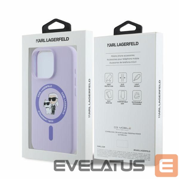 Чехол на заднюю панель Karl Lagerfeld Karl Lagerfeld Silicone Karl&Choupette Heads Ring MagSafe Case for iPhone 16 Pro - Purple