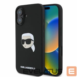 Чехол на заднюю панель Karl Lagerfeld  Karl Lagerfeld Silicone Karl Head Print MagSafe iPhone 16 Case - Black 