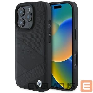 Другой аксессуар для телефона BMW  BMW Signature Leather Crossing Lines Pattern iPhone 16 Pro Case - Black 