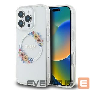 Другой аксессуар для телефона Guess  Guess IML Flowers Wreath MagSafe Case for iPhone 16 Pro - Clear 