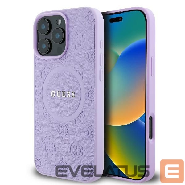 Другой аксессуар для телефона Guess Guess Saffiano Peony Classic Logo MagSafe iPhone 16 Pro Max Case - Purple