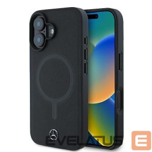 Другой аксессуар для телефона Mercedes-Benz  Mercedes Plain Smooth Leather MagSafe iPhone 16 Case - Black 