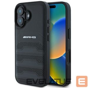 Другой аксессуар для телефона Mercedes-Benz  AMG Leather Debossed Lines Black Logo iPhone 16 Case - Black 