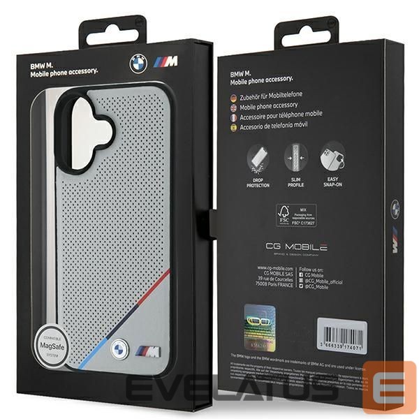 Другой аксессуар для телефона BMW BMW M Perforated Tricolor Line MagSafe iPhone 16 Case - Gray