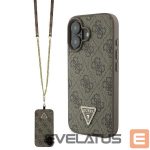 Другой аксессуар для телефона Guess  Guess Leather Metal Logo Strass Crossbody Case for iPhone 16 - Brown 