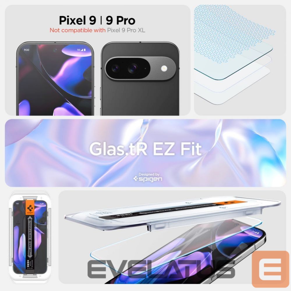 Другой аксессуар для телефона Spigen Spigen Glas.tR EZ Fit Tempered Glass with Applicator for Google Pixel 10 / 10 Pro / 9 / 9 Pro (2 pcs.)
