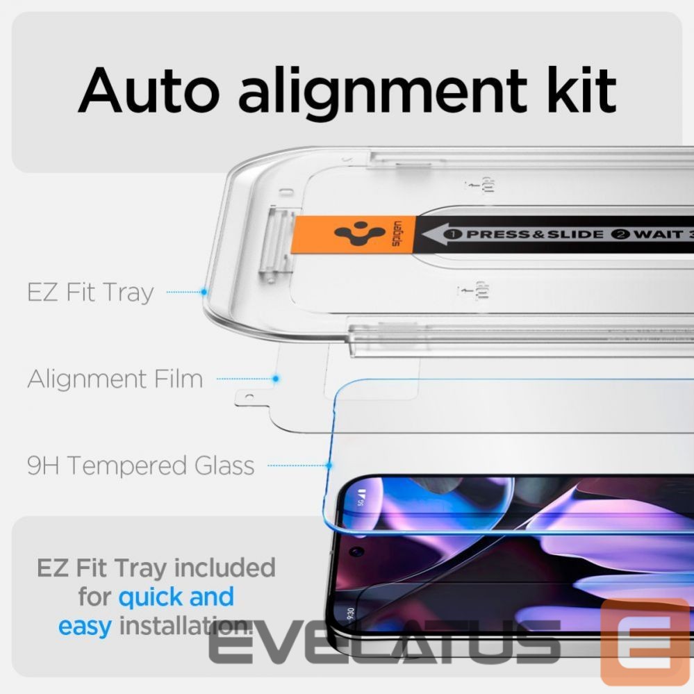 Другой аксессуар для телефона Spigen Spigen Glas.tR EZ Fit Tempered Glass with Applicator for Google Pixel 10 / 10 Pro / 9 / 9 Pro (2 pcs.)