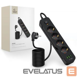 Другой аксессуар для телефона Tech-Protect  Tech-Protect PCL4X3 Power Strip 4 Sockets 240V + 2xUSB-A + 1xUSB-C 200 cm - Black 