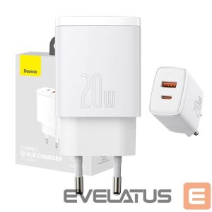 Адаптер Baseus  Baseus Compact Quick Charger, USB, USB-C, 20W (white) 