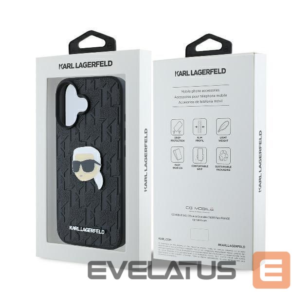 Другой аксессуар для телефона Karl Lagerfeld Karl Lagerfeld Monogram Karl Head Pin iPhone 16 Case - Black