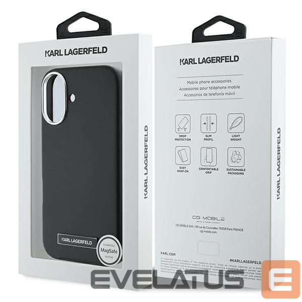 Другой аксессуар для телефона Karl Lagerfeld Karl Lagerfeld FW Metal Plate MagSafe iPhone 16 Plus Case - Black