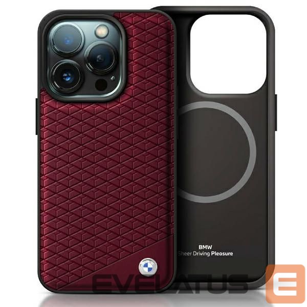 Другой аксессуар для телефона BMW BMW Sign Leather Diamond Metal Logo MagSafe Case for iPhone 16 Pro Max - Red