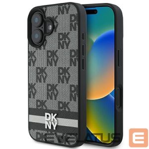 Другой аксессуар для телефона DKNY  DKNY Checkered Pattern & Printed Stripes iPhone 16 Case - Black 