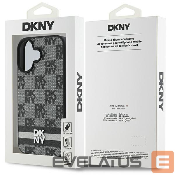 Другой аксессуар для телефона DKNY DKNY Checkered Pattern & Printed Stripes iPhone 16 Case - Black