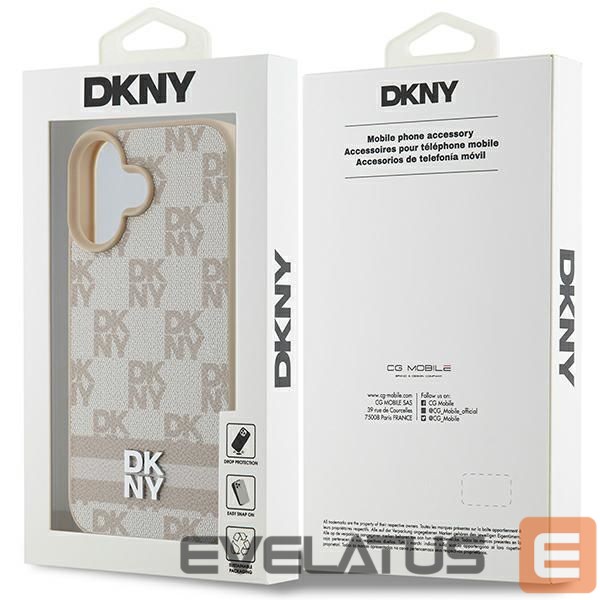 Другой аксессуар для телефона DKNY DKNY Checkered Pattern & Printed Stripes iPhone 16 Case - Pink