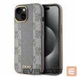 Другой аксессуар для телефона DKNY  DKNY Leather Checkered Mono Pattern MagSafe iPhone 15 Case - Beige 
