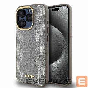 Другой аксессуар для телефона DKNY  DKNY Leather Checkered Mono Pattern MagSafe iPhone 15 Pro Max Case - Beige 