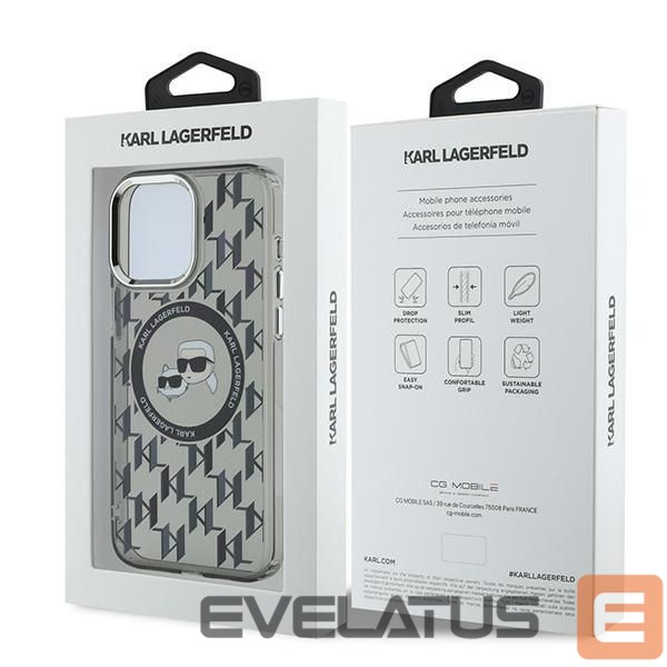 Другой аксессуар для телефона Karl Lagerfeld Karl Lagerfeld IML Monogram Karl & Choupette Head MagSafe iPhone 15 Pro Case - Black